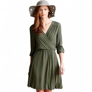 New Anthropologie Maeve Camo Green Cross Zip Dress